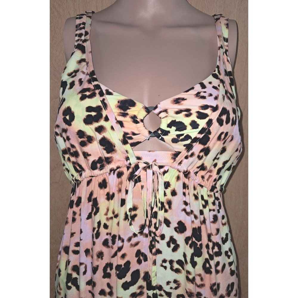 Bar III Maxi Dress Animal Print Sleeveless Swim Cover Up, Size Lg, 59" Long